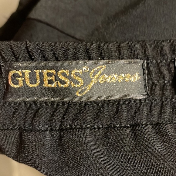 Guess jean cocktail black halter back tie dress, bustier with mirror pin sz L jr - Picture 10 of 14